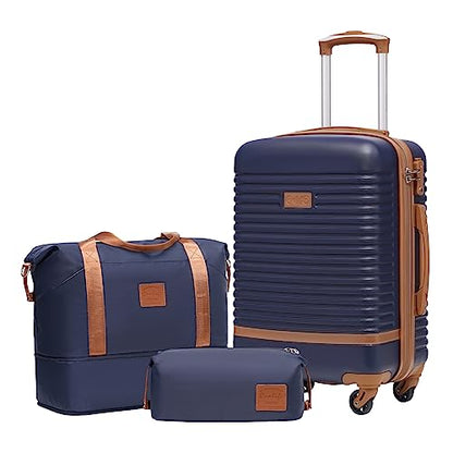 Coolife Luggage Set Carry On Suitcase,3 piece, Navy(DB/TB/20) - color: Navy, size: 3 piece set (DB/TB/20)