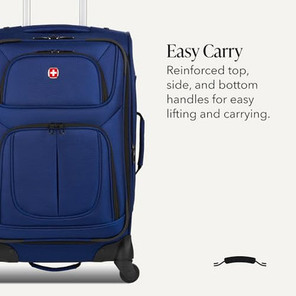 SwissGear Sion Carry-On Spinner Luggage, Softside Expandable, Lightweight Suitcase, Blue, 22.75-Inch - color: Blue, size: Carry-On