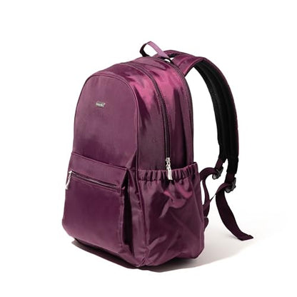 Baggallini Essential Laptop Backpack - 16x12 Inch Travel Backpack with 16" Laptop Sleeve - Lightweight Luggage Backpack - color: Mulberry