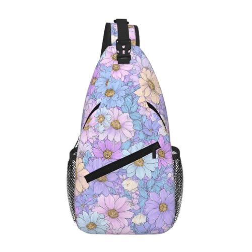 SUPLUCHOM Sling Bag Daisy Flower Pastel Color Hiking Daypack Crossbody Shoulder Backpack Travel Chest Pack for Men Women - color: B0174