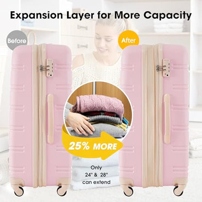 Merax Luggage sets of 2 Piece,20 24 IN Hardside Suitcase with Bag - color: Light Pink(20+24+bag), style: Luggage Set With Bags
