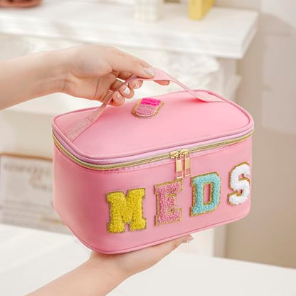 uekeboag Chenille Letter MEDS Nylon Makeup Bag(13Black) - color: 13Black