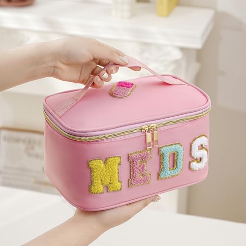 uekeboag Chenille Letter MEDS Nylon Makeup Bag(15Hot Pink) - color: 15Hot Pink