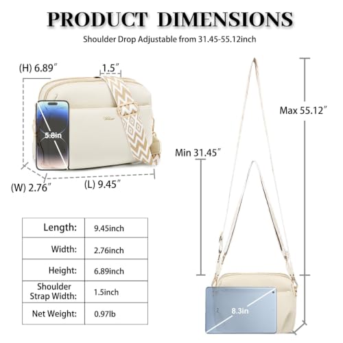 Crossbody Bag for Women Vegan Leather Handbag Purse Anti Theft RFID - color: Off-white