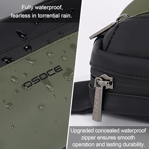 OSOCE 남성 및 여성용 크로스바디 허리 가방, 무료 RFID 카드 홀더 2개, 남성용 방수 데이팩, 여성용 크로스바디 백 여행 가방, 특별한 날의 패니 팩 선물, 1.0 그린, 라지, 스포츠 - size: 라지