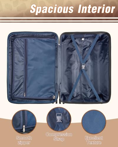Luggage Sets 2 Piece, Hard Shell Expandable Carry on Suitcase with Spinner Wheels and TSA Lock, Lightweight Travel Luggage Set - color: Cheetah, size: 2 Piece Set (20/24inch)
