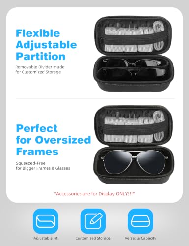 Jiunai Double Smart Glasses Case Zipper Travel Portable Organizer AI Glass - color: Black