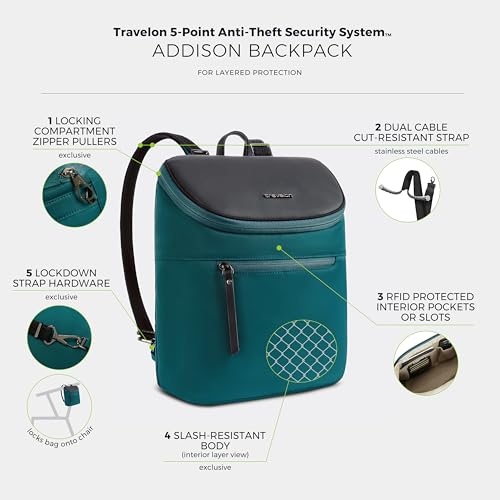 Travelon Anti-Theft Addison Backpack - color: Evergreen