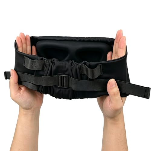 ALASKA BEAR 3D Contoured Silk Wide Band Eye Mask, Ultra Soft Travel Pillow with Neck Support, Zero Pressure Blackout Eye Cover for Men & Women, Adjustable Strap Sleeping Blindfold, Black