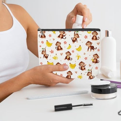 Cartoon Monkey Banana Print Makeup Bag,Cosmetic Bags for Women - color: Cute Monkey 434