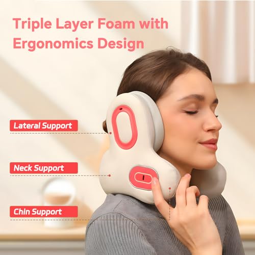 Travel Neck Support Pillow Noise Cancel Heat Vibration Massage
