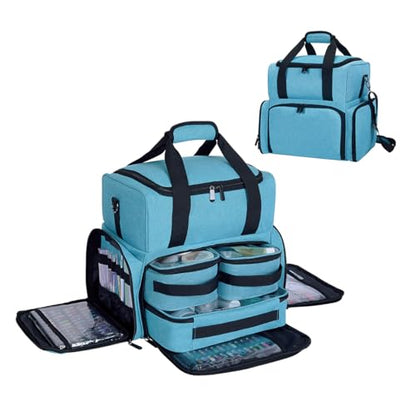 Large Makeup Bag with 3 Removable Case and 2 Removable Dividers,Green - color: Lake Green