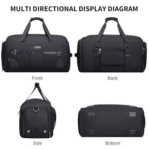 WITZMAN Garment Duffle Bags for Travel Men Suits 55L with Shoe Compartment - color: Black