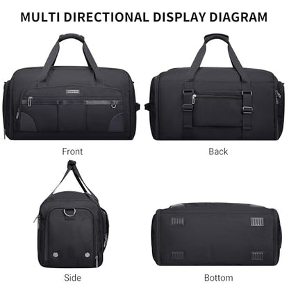 WITZMAN Garment Duffle Bags for Travel Men Suits 55L with Shoe Compartment - color: Black