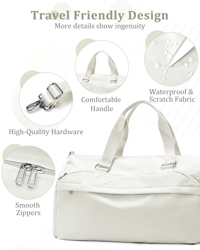 Gym Bag with Shoe Compartment Weekend Personal Item Travel Bags Beige - color: D5-Beige