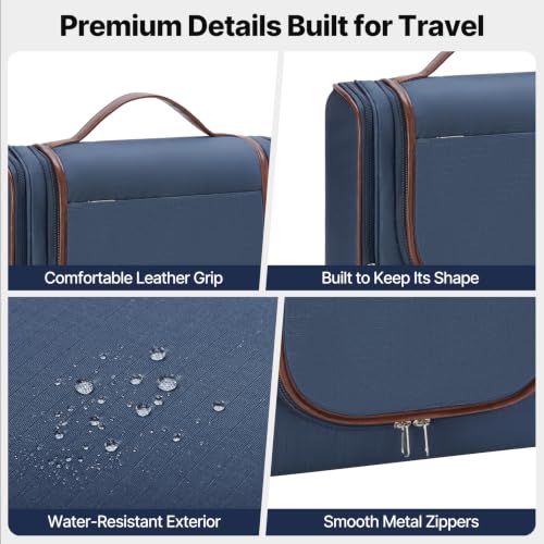 ZAHNI Toiletry Bag for Men, Large Hanging Travel Toiletry Bag, Navy - color: Navy