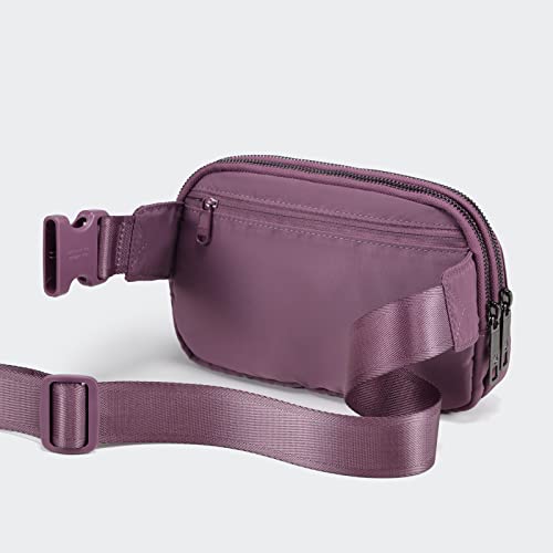 Pander Nylon Fanny Pack Belt Bag for Women with 5 Zipper Pockets - color: Purple Lavender