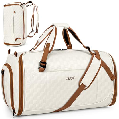Convertible Garment Bag for Travel, 4-in-1 Backpack for Women Men, 3pcs 50L - color: A-Off White