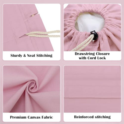 Canvas Laundry Bag with Shoulder Strap & Drawstring, 23"W x 29"H, Pink - color: Pink