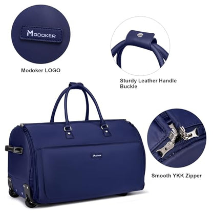 Modoker 3-in-1 Rolling Garment Duffle Bag with Wheels, 25in Blue - color: 25in-Blue