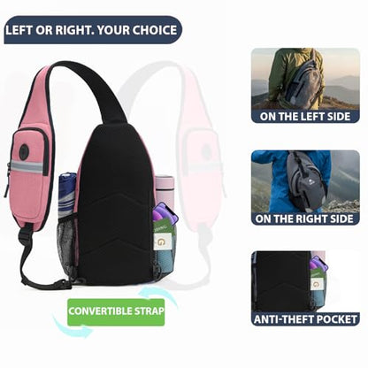 Sling Backpack for Women & Men, Crossbody Travel Bag with Water Bottle Holders, 17 Pockets, Quick-Access Phone Pocket, Hidden Security Pocket, Fits 11" Tablet, for Daily Carry, Travel, Theme Parks - color: C-olive