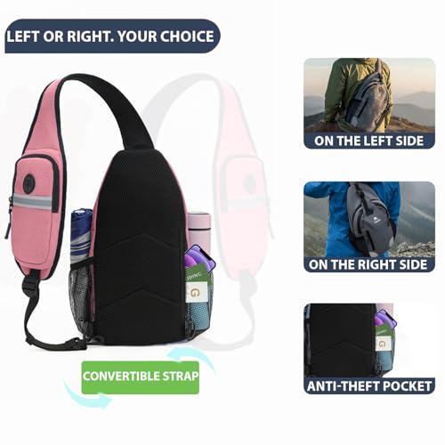 Sling Backpack for Women & Men, Crossbody Travel Bag with Water Bottle Holders, 17 Pockets, Quick-Access Phone Pocket, Hidden Security Pocket, Fits 11" Tablet, for Daily Carry, Travel, Theme Parks - color: C-olive