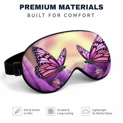 Silk Sleeping Eye Mask for Men Women Butterfly Purple Flowers Soft Adjustable Night Sleep Mask for Travel, Home, Office - color: Butterfly