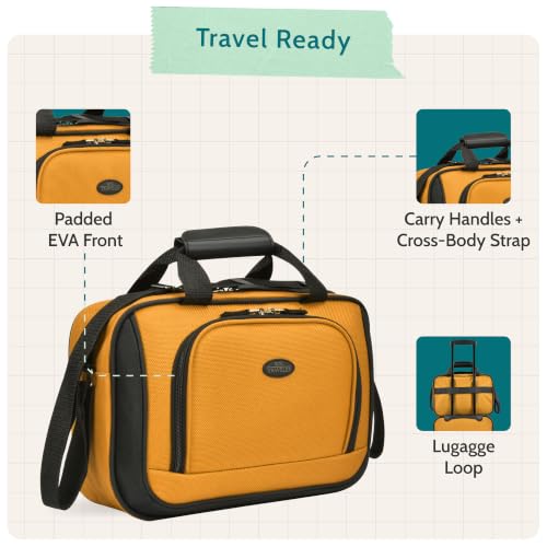 U.S. Traveler Rio 14" Travel Tote Bag, Lightweight 1200D Carry-On Bag for Women & Men - color: Orange, style: Contrast Trim