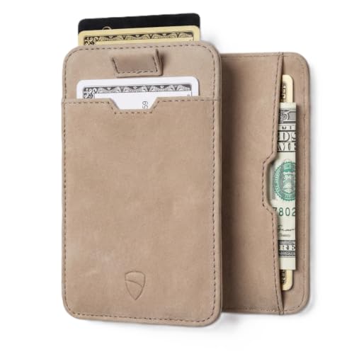 Vaultskin CHELSEA Slim Leather Card Wallet for Men, RFID (Beige) - color: Sandstone
