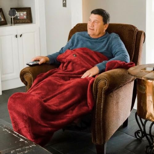 PediPocket Original Patented 50"x70" Black Cherry Plush Fleece Blanket - color: Black Cherry