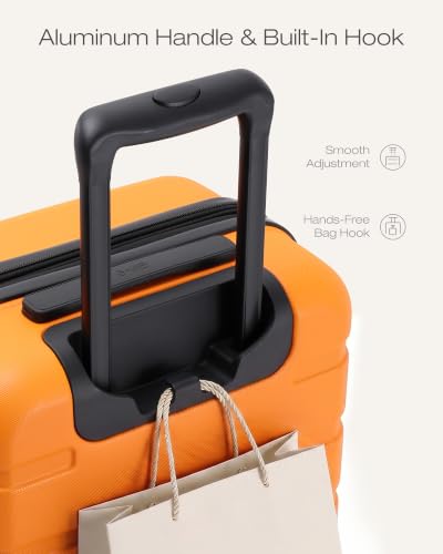 Coolife Luggage Set, Lightweight Durable Hardshell, 3 piece, Orange new - color: Orange new