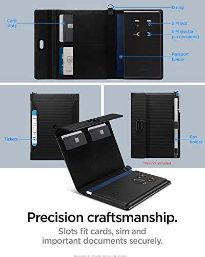 Spigen Life Passport Card Cover Holder, RFID Blocking - color: Black