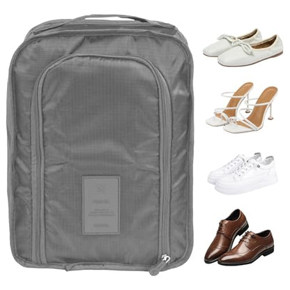 Travel Shoe Bag Organizer, Zippered Shoe Case With Handle And Mesh Pocket, Fits Sneakers Sandals, Keeps Clean In Suitcase Gym Locker Closet - color: Grey