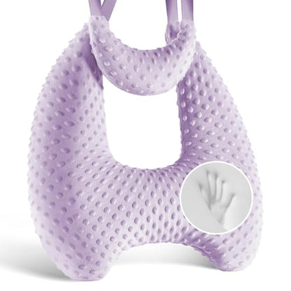 Memory Foam Kids Travel Pillow, Car Pillow for Kids, Velvet Dots, Purple - color: Purple