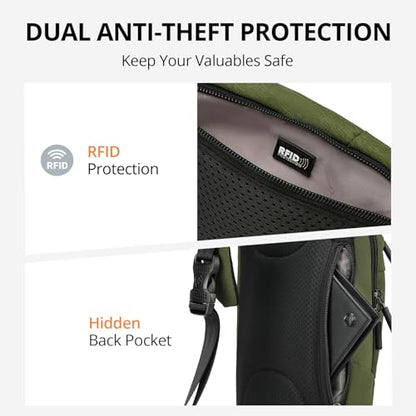 Swissdigital Design Crossbody Bag for Men, RFID Blocking Sling Bag with Adjustable Strap Use - color: Olive