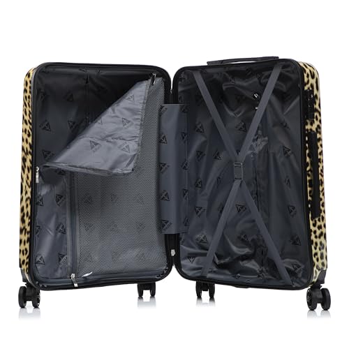 InUSA Cheetah Print Luggage with Spinner Wheels | Durable Lightweight Hardside Suitcase | Travel Bag with Handle and Trolley | (20in, 24in, 28in) 3 Piece Set - color: Cheetah, size: 3 Piece Set (20/24/28)