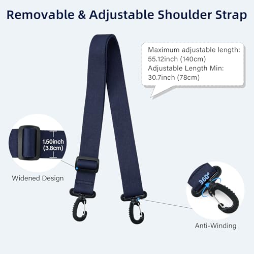 HanTrip Large Laptop Tote Bag with Luggage Sleeve for Travel Work,Navy Blue - color: Navy Blue