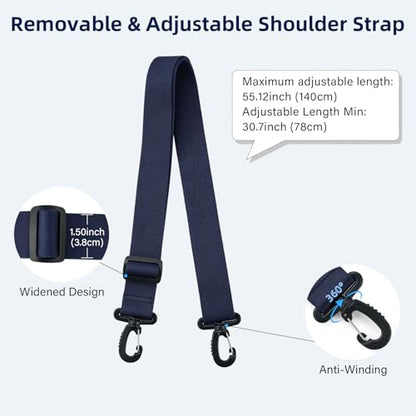 HanTrip Large Laptop Tote Bag with Luggage Sleeve for Travel Work,Navy Blue - color: Navy Blue