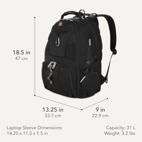 SwissGear Sion Softside Expandable Spinner Luggage Durable Lightweight Travel Suitcase, Black, 2-Piece Set (Carry-On/Backpack) - color: Black, size: 2-Piece Set (Carry-On/Backpack)