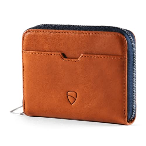 Vaultskin Mayfair Premier Leather Zip Wallet - Ultimate RFID Safety, Streamlined for Style & Functionality for Men and Women - color: Cognac