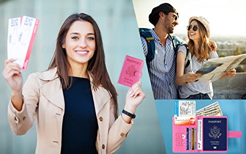 Passport Holder Cover Wallet RFID Blocking, Travel Essentials - color: Grey