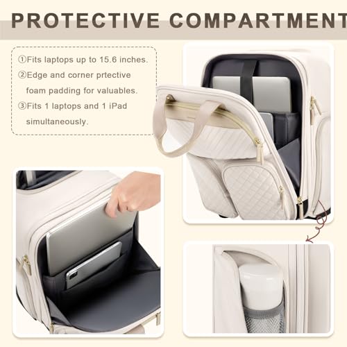 Arcoyard Underseat Carry On Luggage with Wheels, 17.3" Personal Item Bag - color: Beige