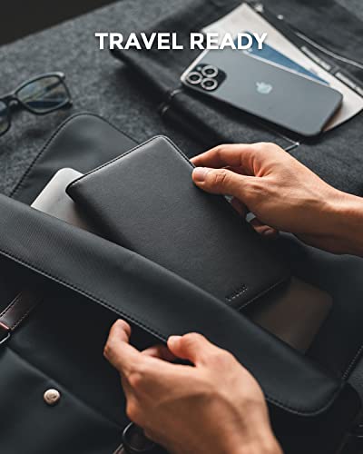 VULKIT Passport Wallet for Travel RFID Blocking Premium Leather - color: Black