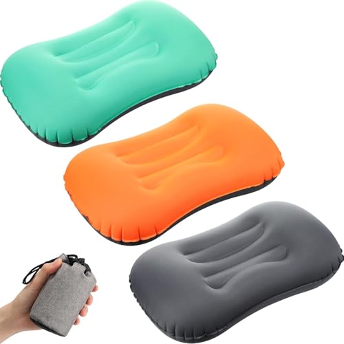 Inflatable Camping Travel Pillow，Compressible, Compact, Comfortable, Ergonomic Inflating Pillows for Neck & Lumbar Support While Camp, Hiking, Backpacking - color: Blue