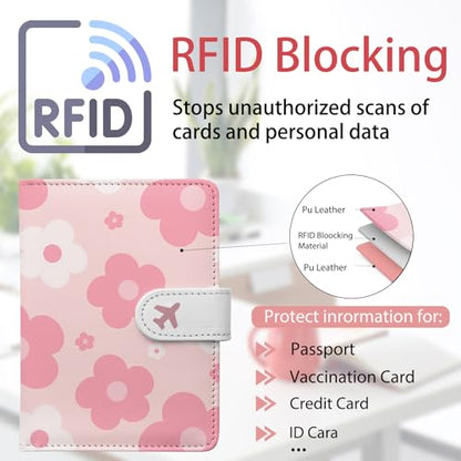 Passport Holder, Cute Travel Wallet Cover with RFID Blocking, - color: H-Garden