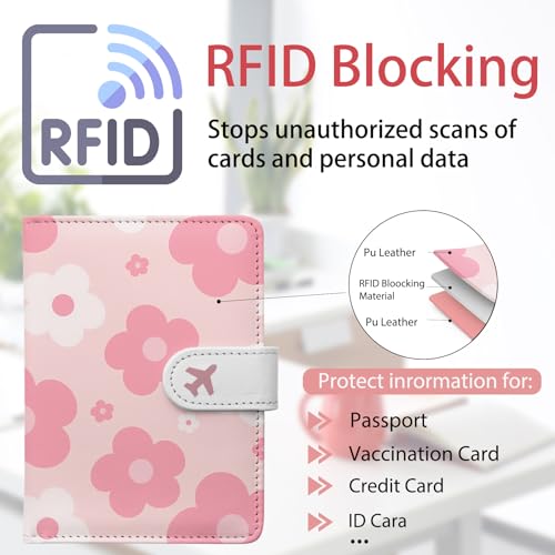 Passport Holder, Cute Travel Wallet Cover with RFID Blocking, - color: H-Garden