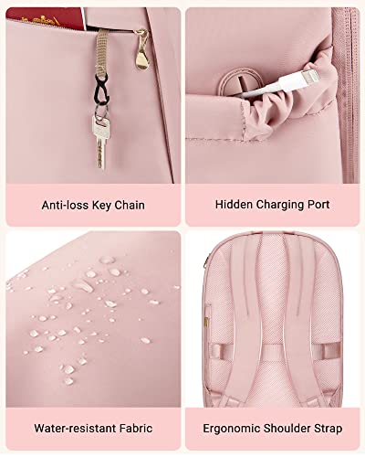 LIGHT FLIGHT Travel Backpack for Women, 17.3 inch Laptop Daypack - color: Pink, size: 17.3 Inch without Wheels