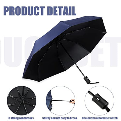 Jexine Windproof Travel Umbrella Compact Small - color: Navy Blue