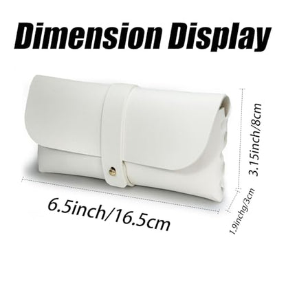 Faux Leather Glasses Pouch, Portable Bag for Sunglasses travel glasses bag - color: White