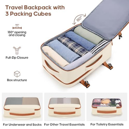 Luggage Sets 7 Piece,Hardside Large Checked Suitcase with Backpack Set - color: Beige, size: 7-Piece Sets